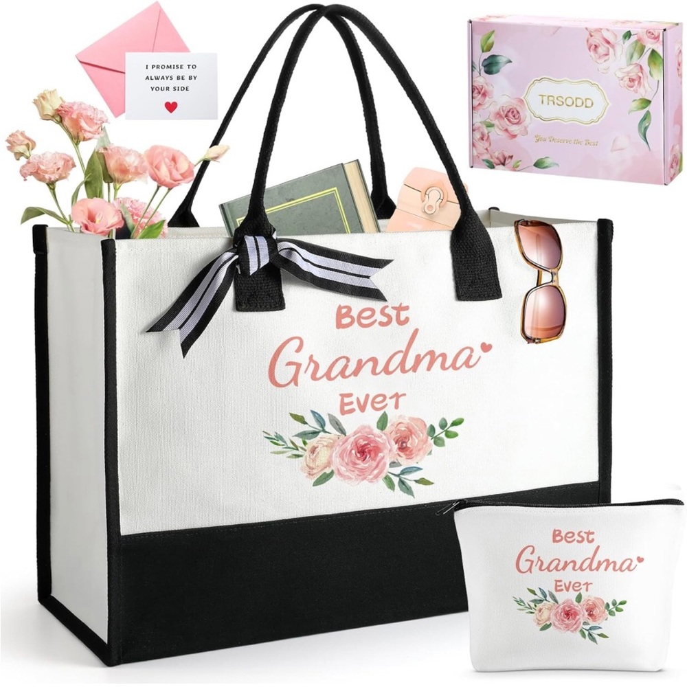 Grandma tote bag w Makeup Bag, Gift Box and a Gift Card
